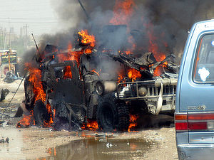 United States Army HMMWV destroyed by a car bo...