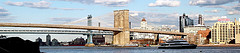 Brooklyn and Manhattan Bridges from East River...