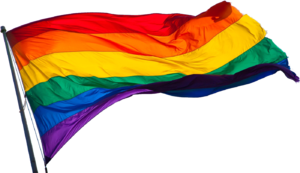 English: The rainbow flag waving in the wind a...