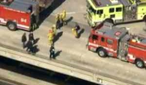 LAX shooting. Fire trucks respond to LAX airport.