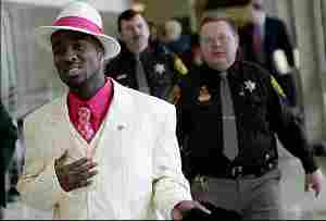 Nathaniel Abraham wearing a flamboyant outfit upon his release from jail.